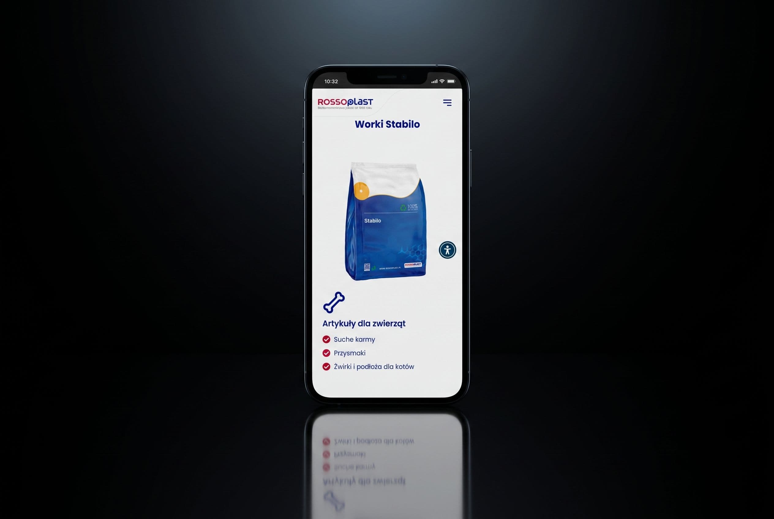 Podstrona worka Stabilo z zastosowaniami dla zwierząt, wersja mobilna